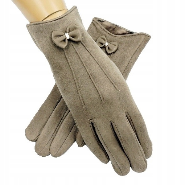 

Rękawiczki Mięciutki Zamsz + kokardka Brąz S/m