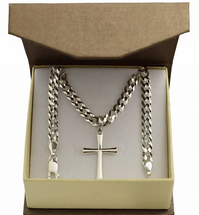 

Łańcuszek Srebrny Pancerka 5 MM Krzyżyk Grawer