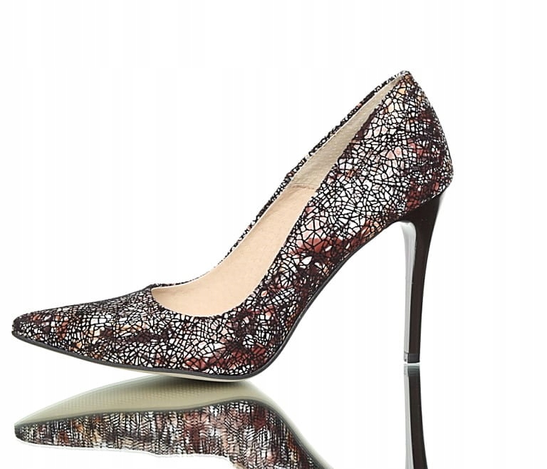 Hnědé vitrážové lodičky klasické elegantní lodičky J.Wolski 40