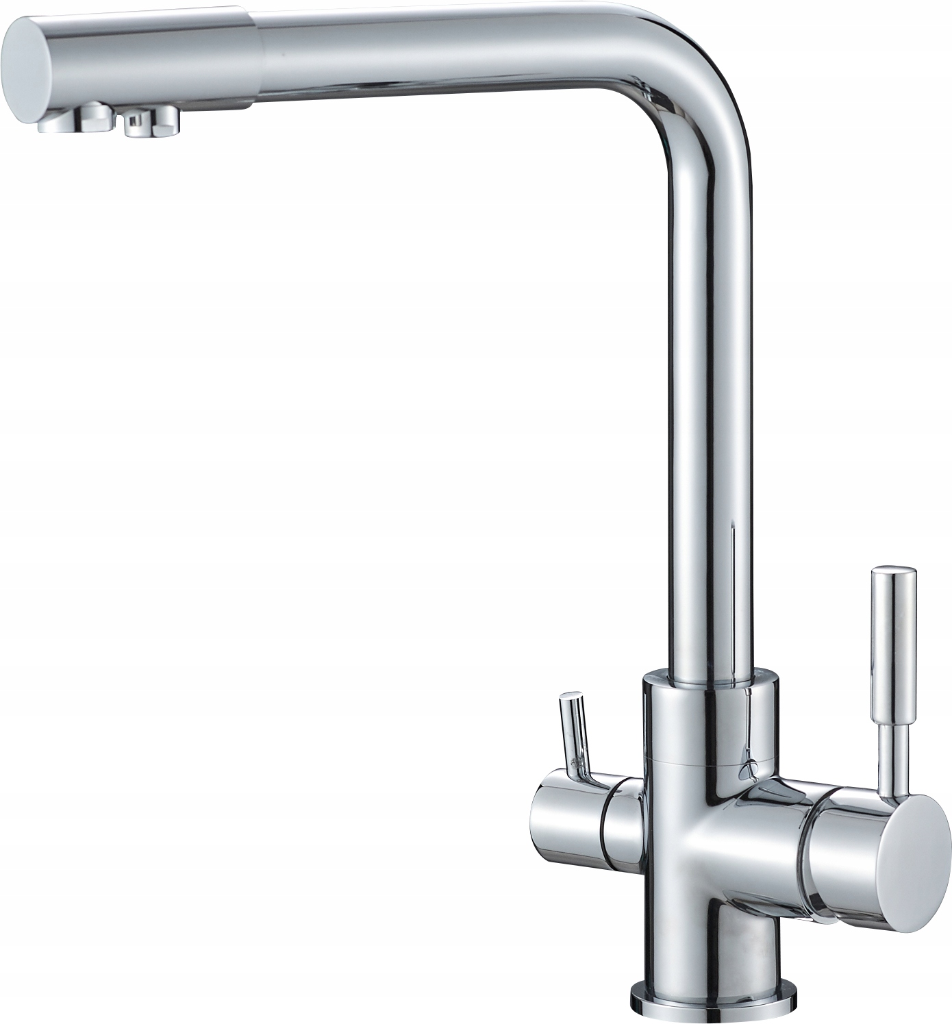 Trojcestná Drezová Kuchynská Batéria Pre Vodný Filter, Stojatá, Chróm