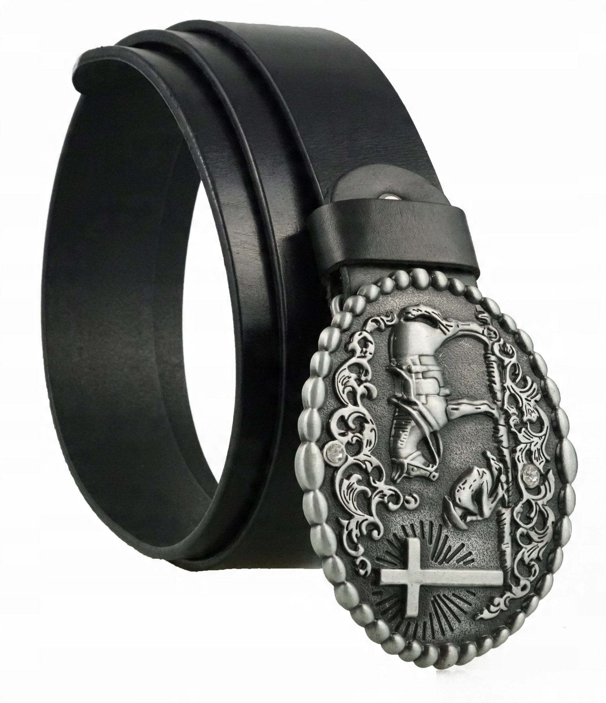 

Pasek Do Spodni 4CM Skórzany Czarny Cowboy 105