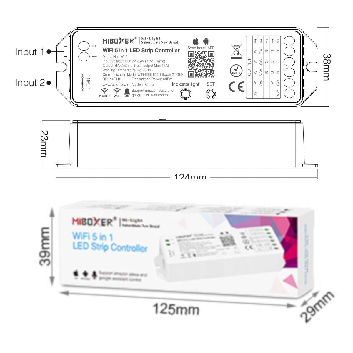 STEROWNIK RGB+CCT WL-5 5in1 WIFI MIBOXER MILIGHT Seria MIBOXER