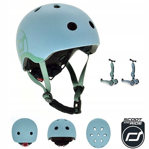 SCOOTANDRIDE KASK Dla Dzieci Regulowany Lampka LED XXS-S Steel 1-5 L Model 96322