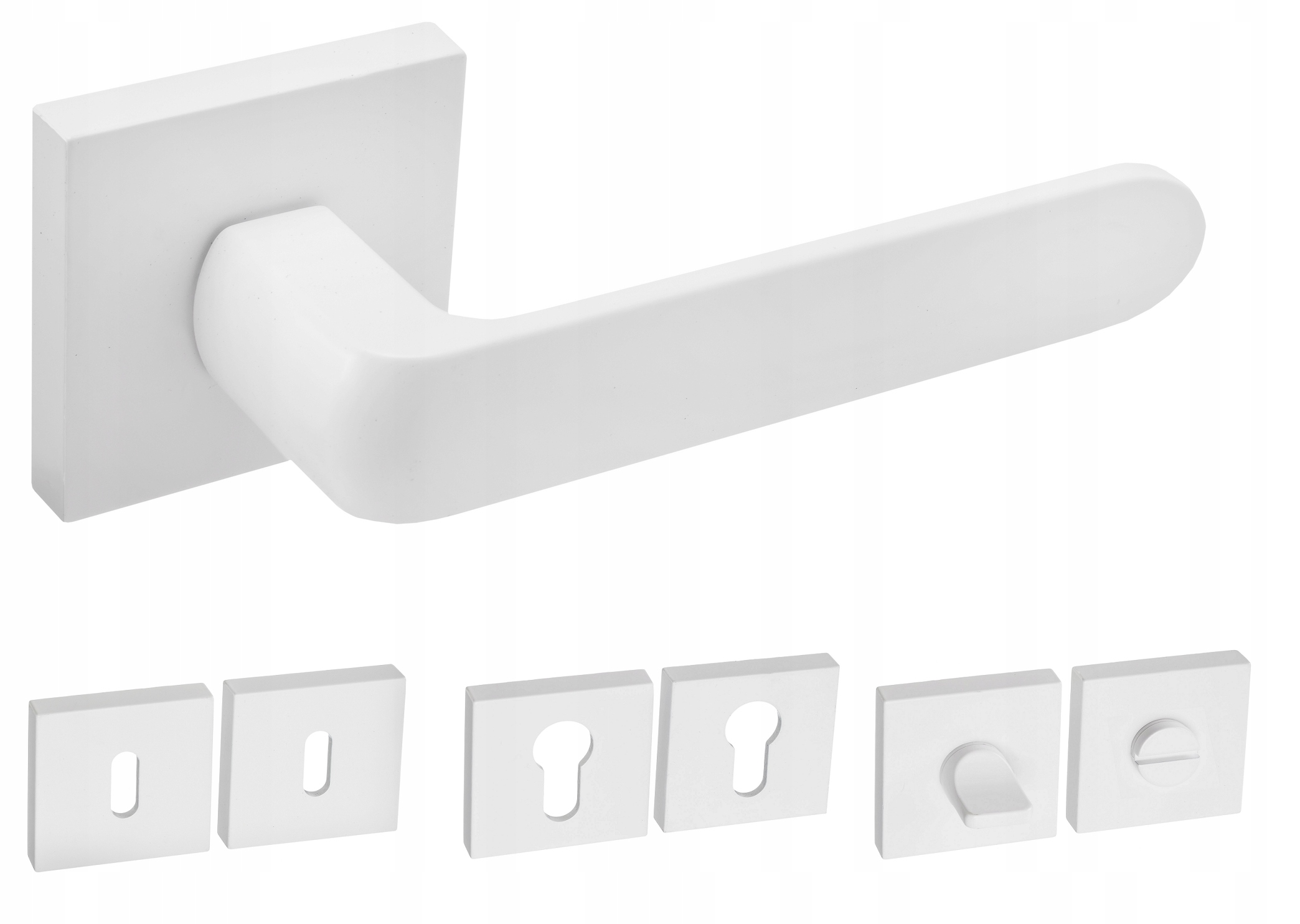 

Biała matowa klamka Organic rozety w komplecie