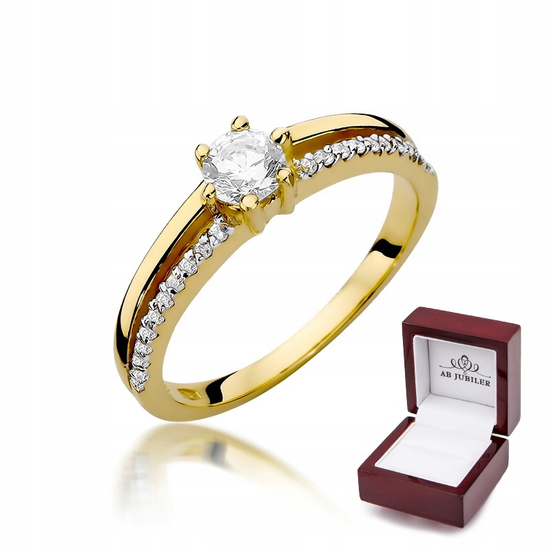 

Złoty 585 Pierścionek Brylanty 0,40ct Grawer