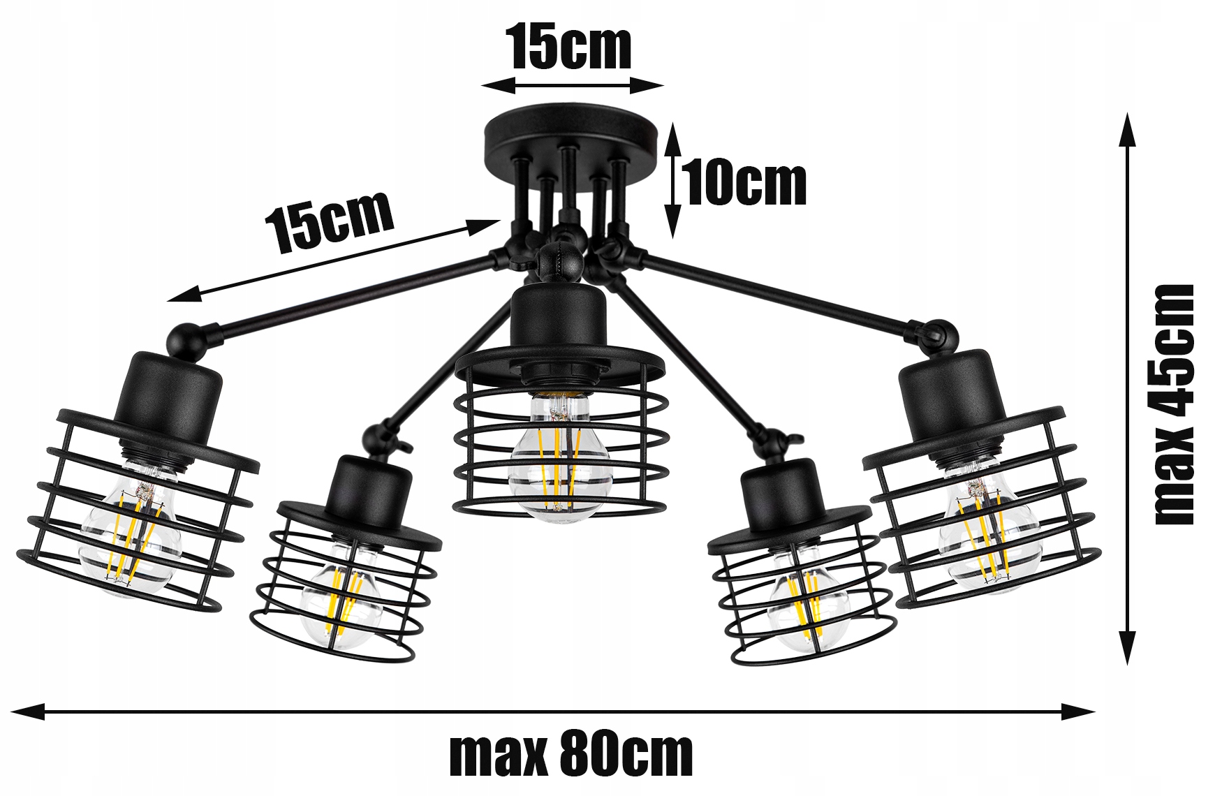 LAMPA SUFITOWA PLAFON ŻYRANDOL EDISON LOFT LED Marka Glimex