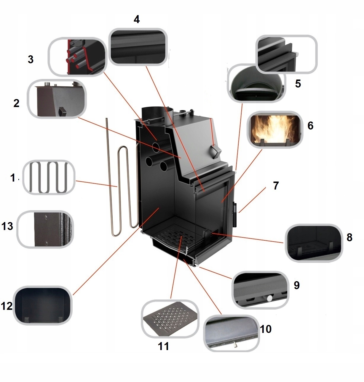 EKO WKŁAD kominek WODNY MAJA DECO prawy bs +GRATIS Szyba boczna prawa