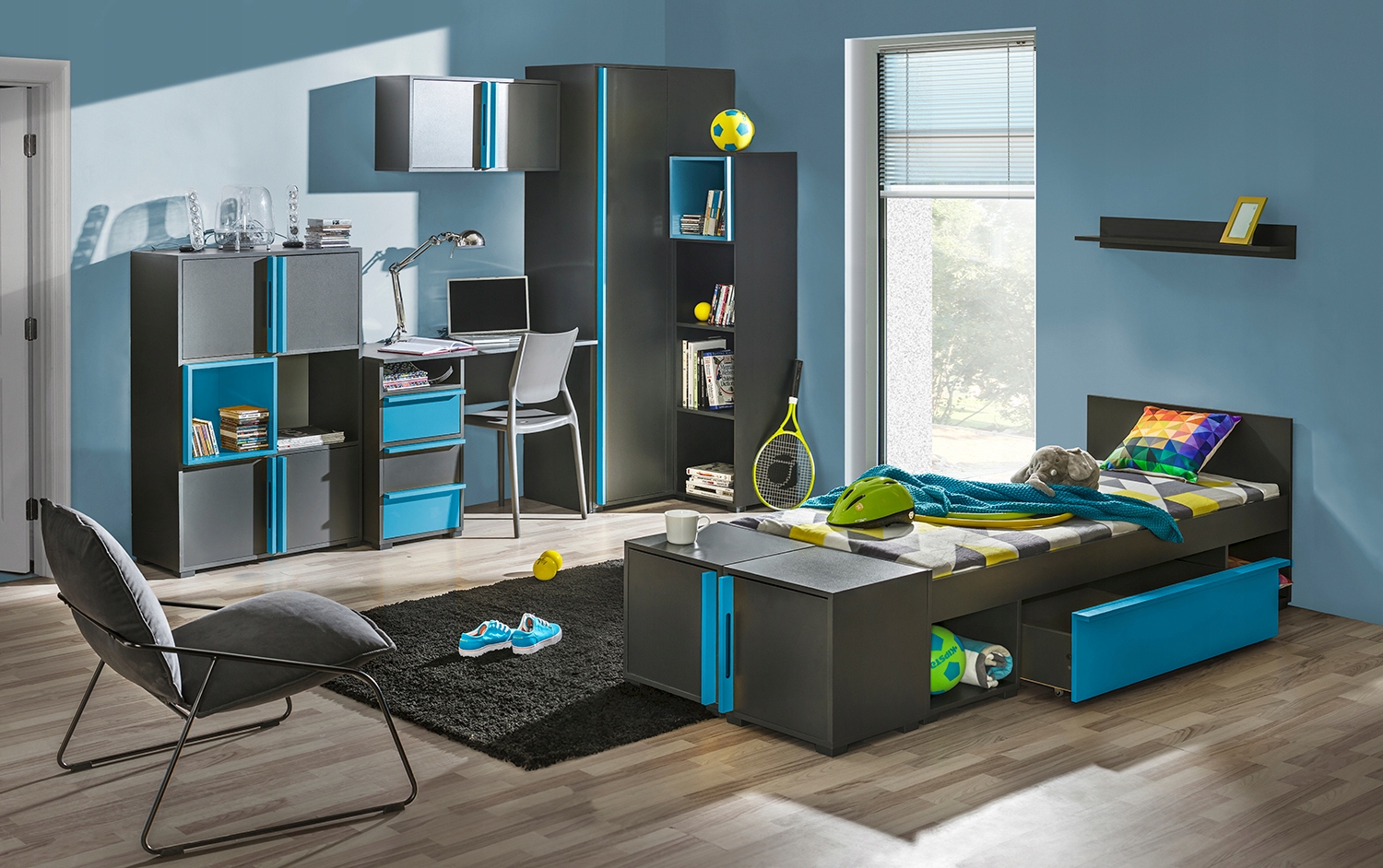 Łóżko CUBICO 10 80x195 turkus Kolekcja CUBICO