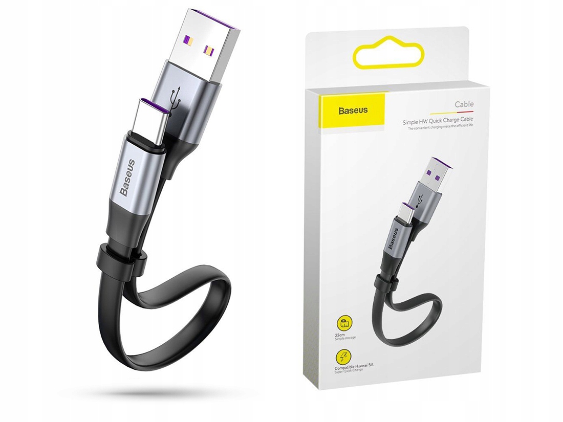 

Baseus Krótki Kabel 23CM 5A - Usb-c Type-c QC3.0