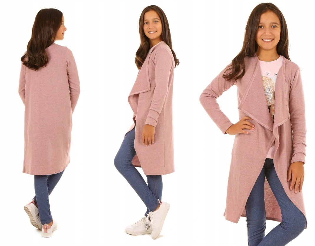 

Długi Sweterek, kardigan wdzianko 152-158 Róż