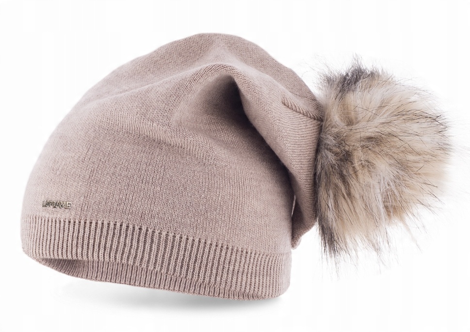 

Ciepła Czapka beanie z pomponem Cappucino P1