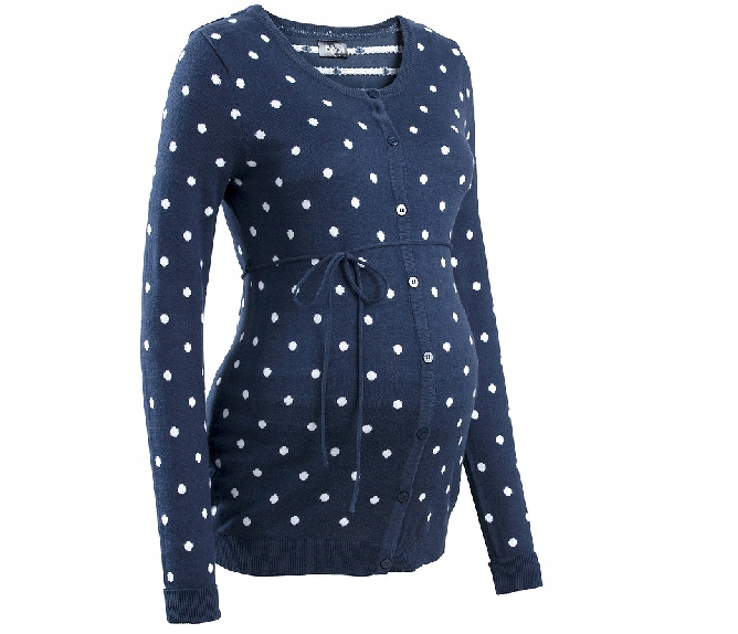 O6434 SWETER CIĄŻOWY GRANATOWY W GROSZKI r.48/50