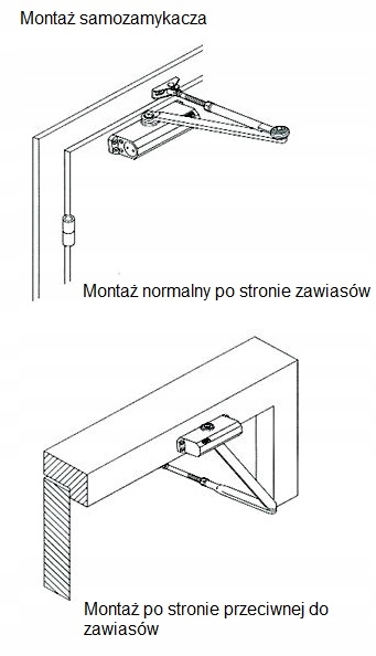 SAMOZAMYKACZ DRZWIOWY Z BLOKADĄ OTWARCIA RAMIENIEM ZAMYKACZ DO DRZWI 65 kg Waga produktu z opakowaniem jednostkowym 1.5 kg