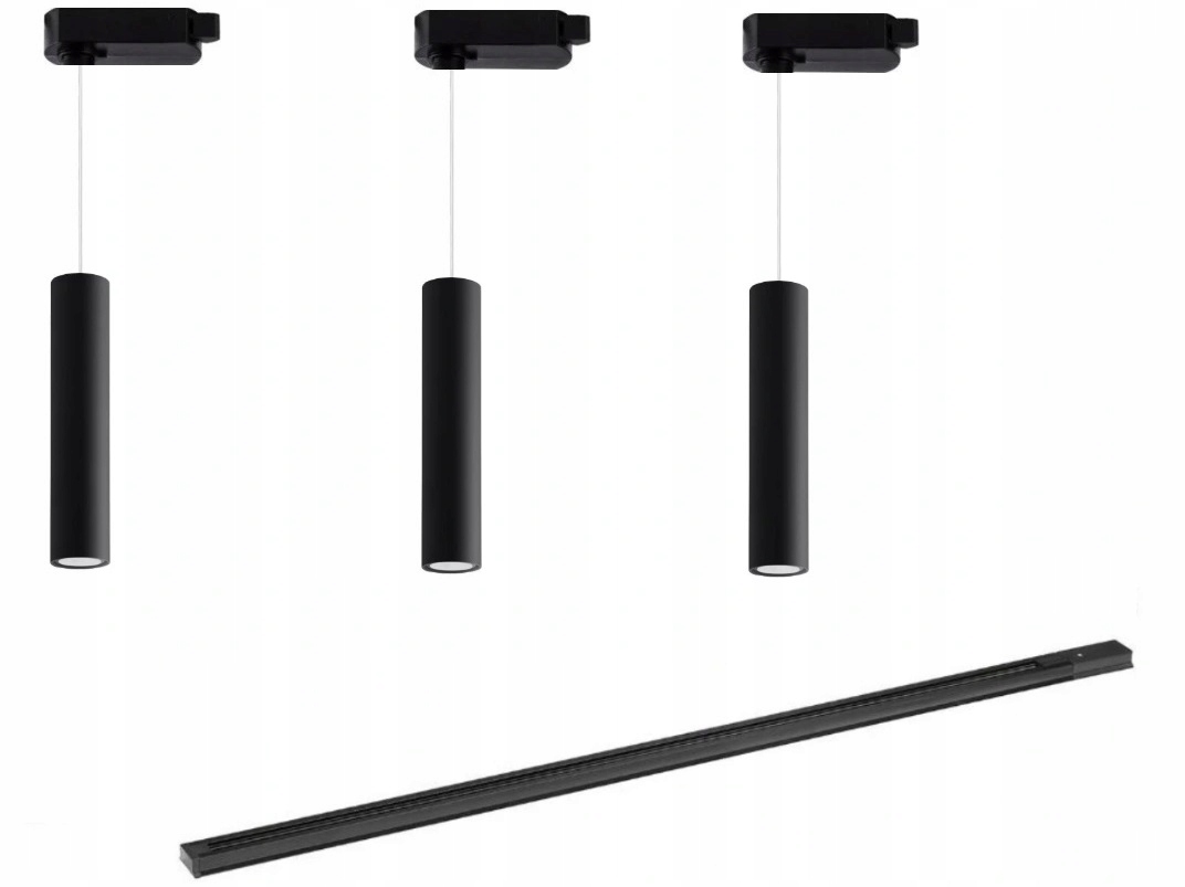 ZESTAW 3x LAMPA WISZĄCA NA ŻARÓWKĘ GU10+SZYNA 1,5M