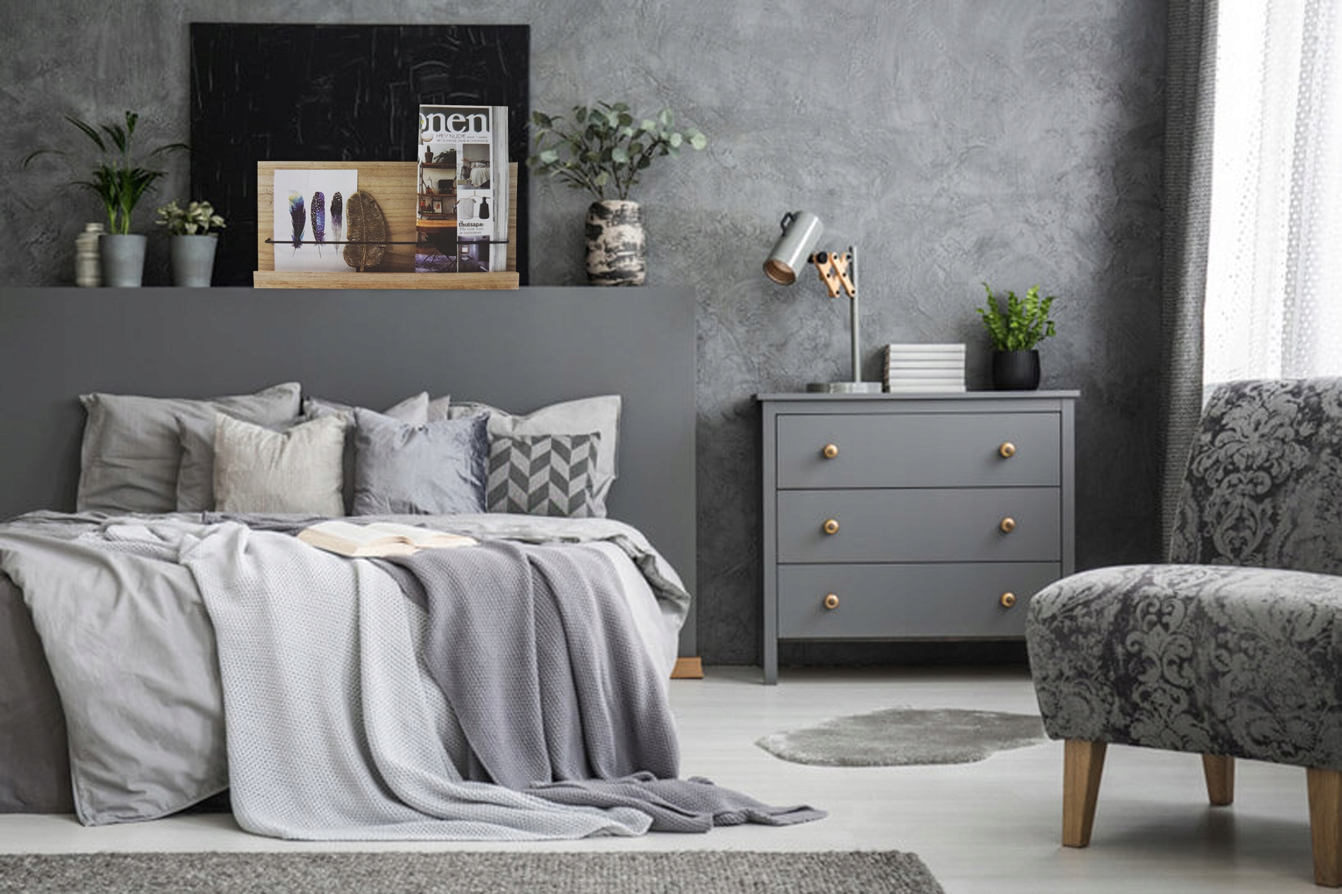 PÓŁKA WISZĄCA ŚCIENNA OZDOBNA INDUSTRIALNA METAL Szerokość mebla 38.5 cm