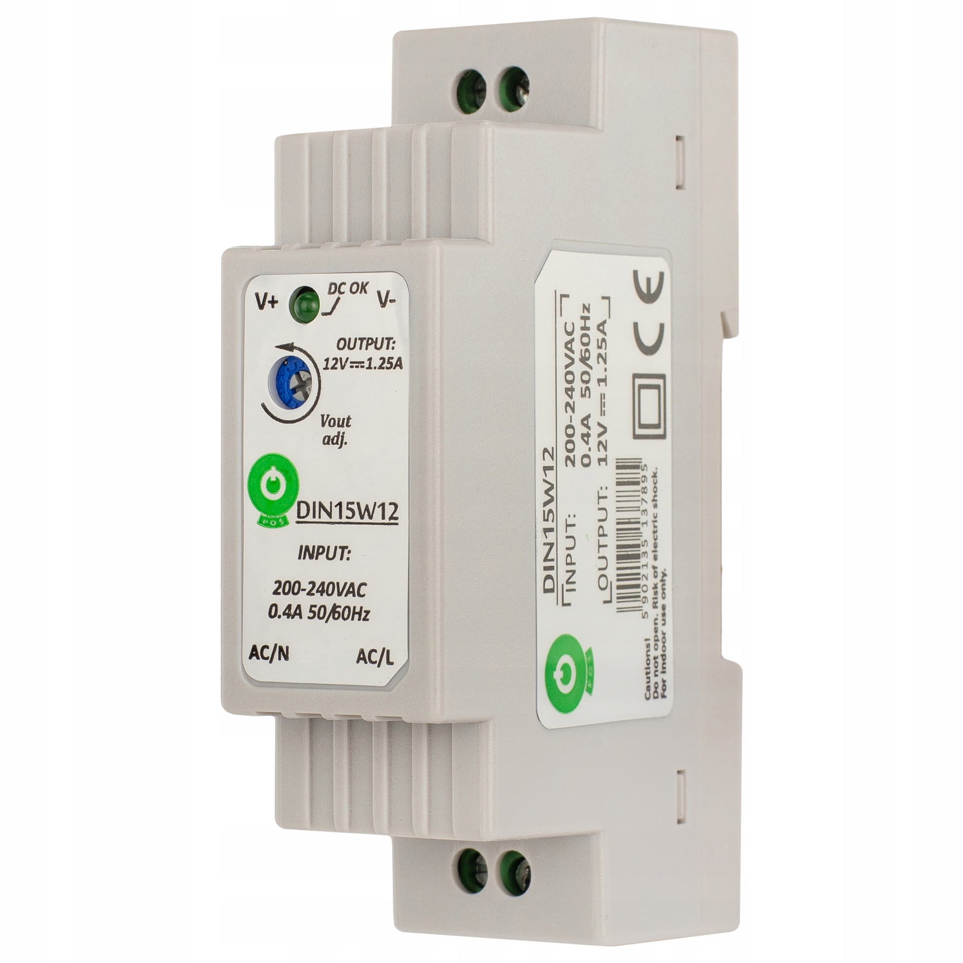 

Zasilacz taśm Led na szynę Din TH35 1,25A 15W 12V