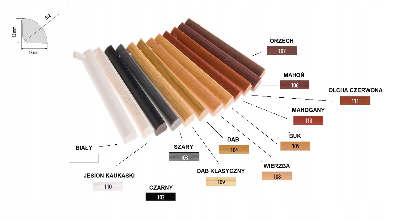 Ćwierćwałek 13mm x 13mm listwa ĆWIERĆWAŁEK PCV 13 Marka Hikora