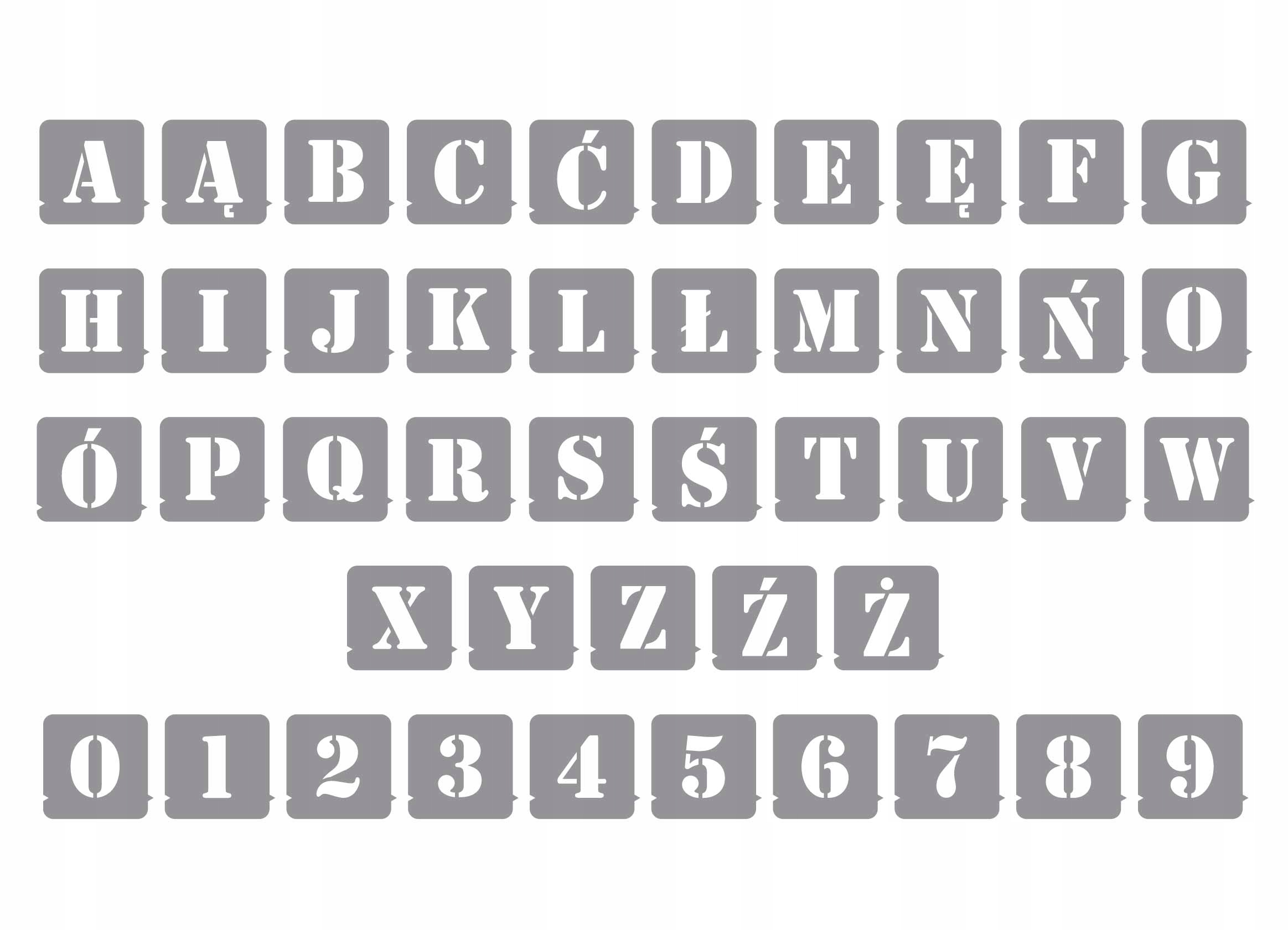 

Szablony z tworzywa Alfabet cyfry 0-9 wys 3 cm