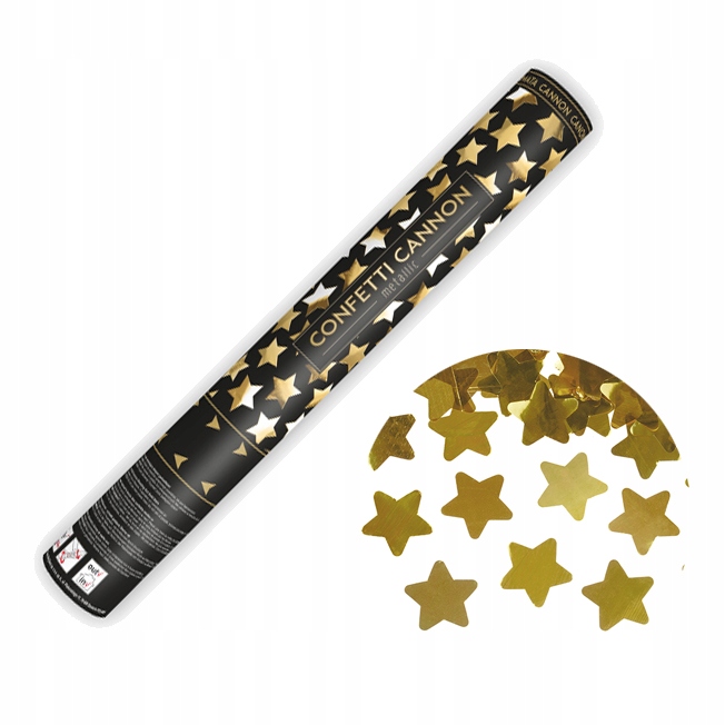 Tuba Strzelająca 40cm ZŁOTE GWIAZDKI Konfetti