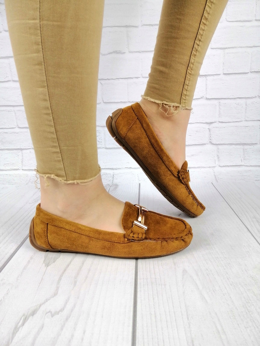 MOKASYNY ZAMSZOWE CAMEL BRĄZ DAMSKIE BALERINY R.37 Marka inna