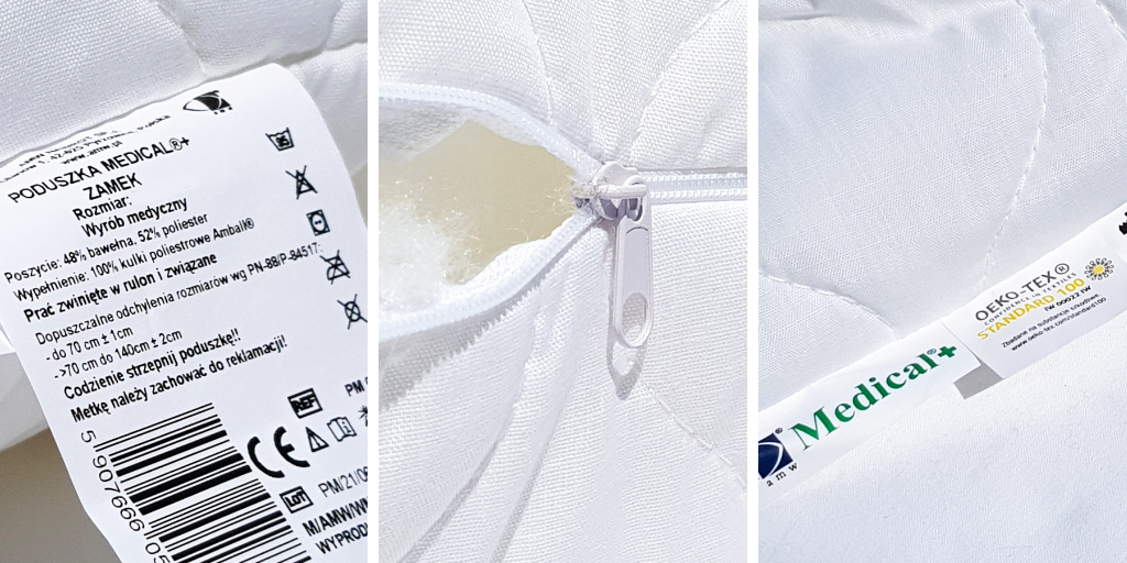 PODUSZKA ANTYALERGICZNA 70X90 MEDICAL ZAMEK AMW DUŻA ATEST 95°C PIKOWANA Kod producenta brak