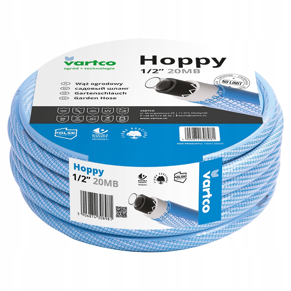 Nekroucená Zahradní Hadice Hoppy Tfs 3/4" 30 m Vartco 6 Vrstev 36BAR Polský