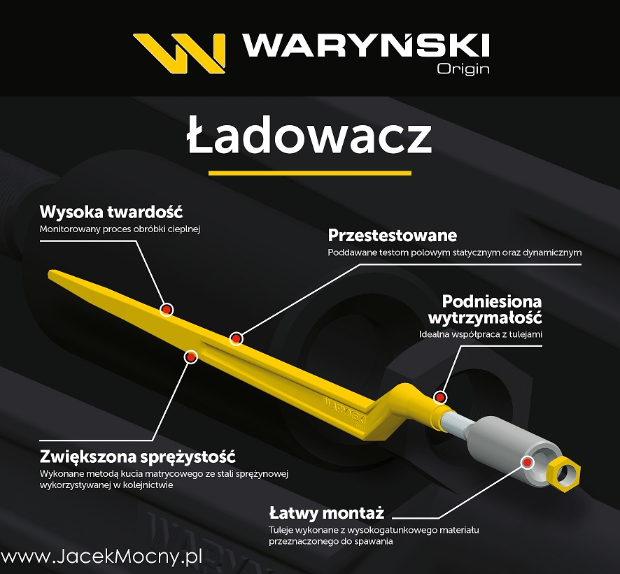 Ząb ładowacza wygięty L-680mm krokodyl WARYŃSKI Producent części Waryński