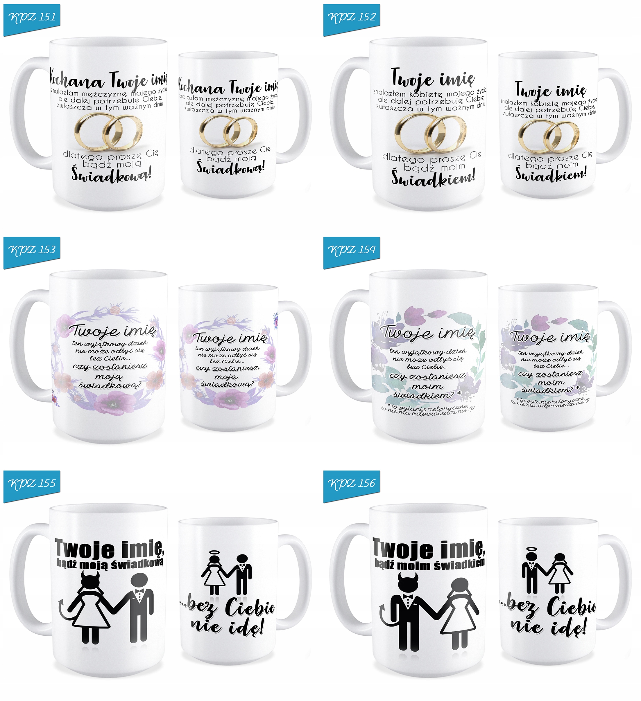 DUŻY KUBEK ZAPROSZENIE DLA ŚWIADKÓW ŚWIADKOWEJ Kolor dominujący wielokolorowy