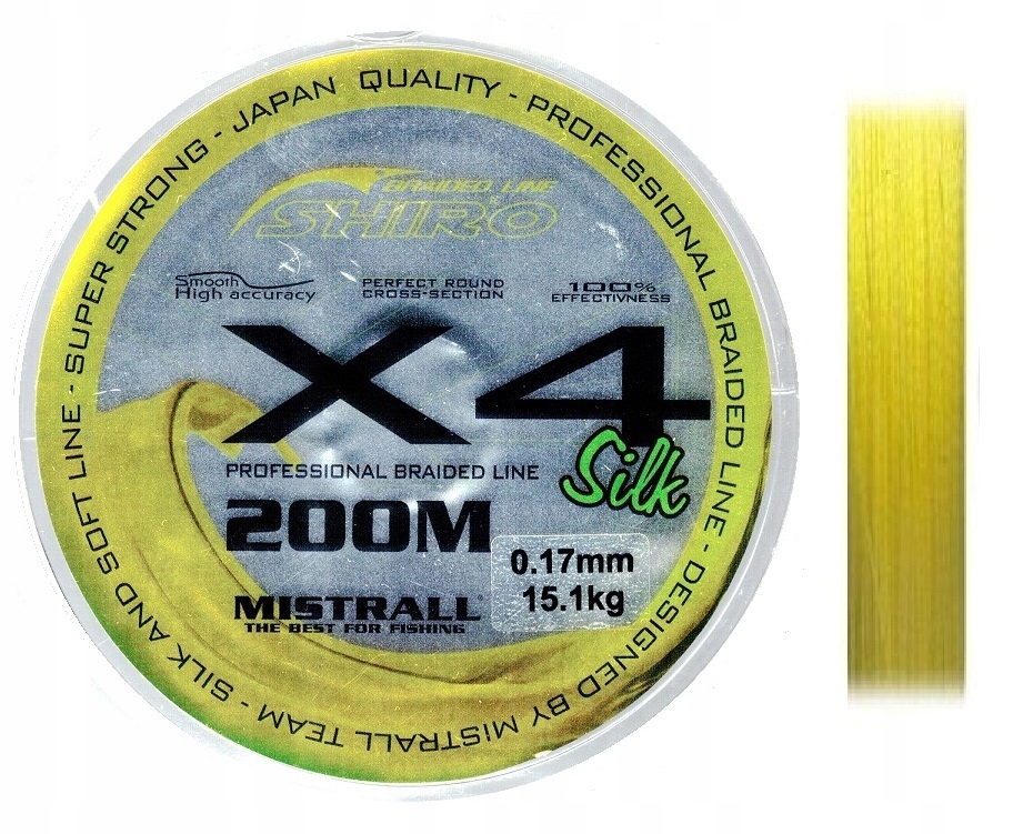 Plecionka Mistrall Shiro 0,17 mm 200m Żółta Fluo