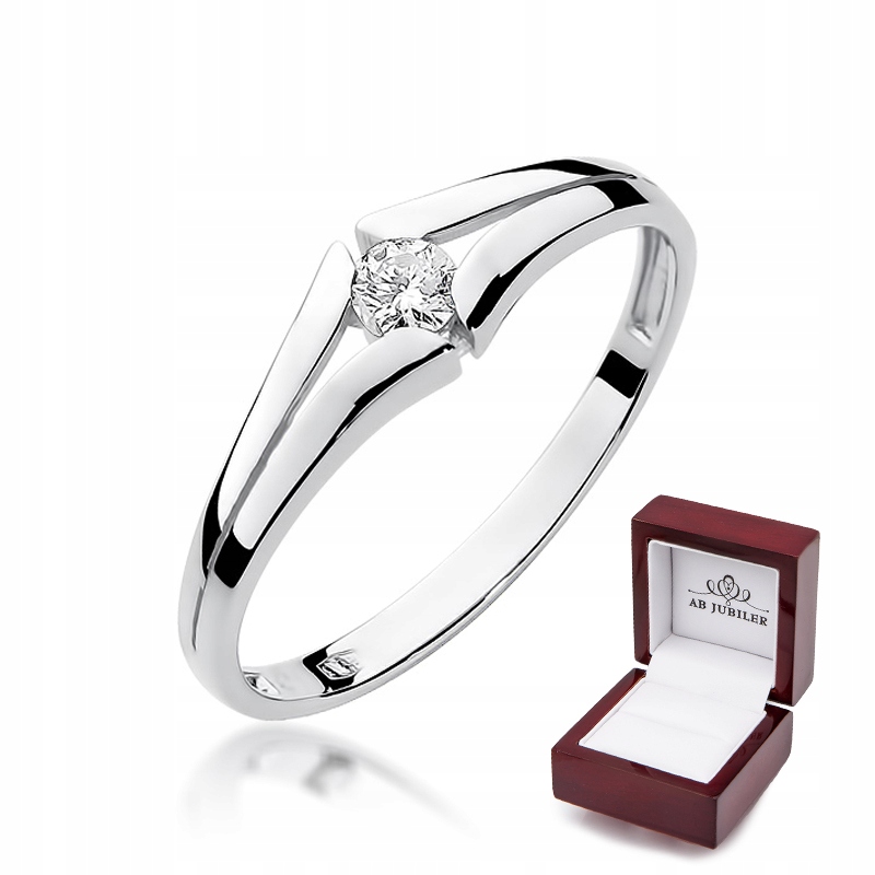 

Pierścionek 585 Białe Złoto Brylant 0,10ct Grawer