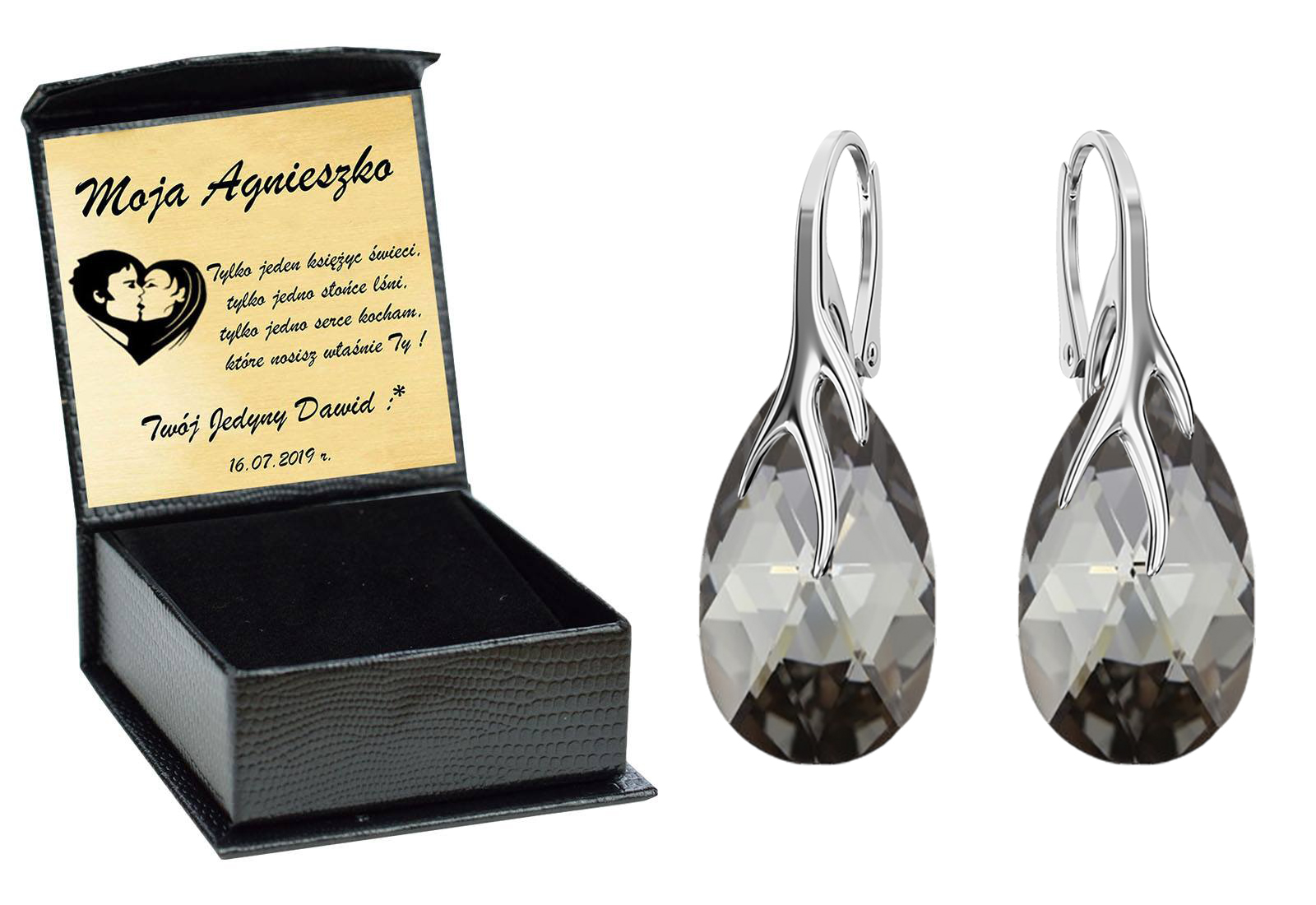

Drapieżne Kolczyki Swarovski Srebro 925 Grawer