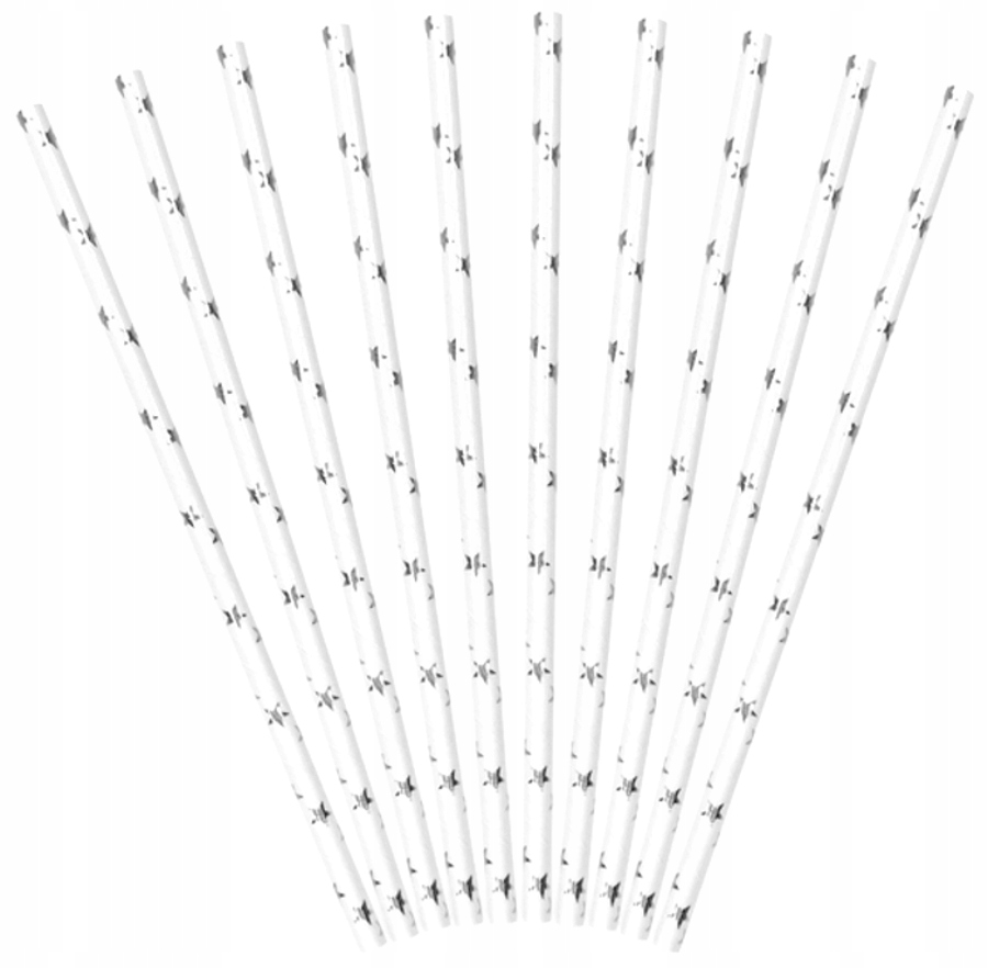 SŁOMKA DO PICIA PAPIEROWA GWIAZDKI-10SZT-4885 Marka Party Deco