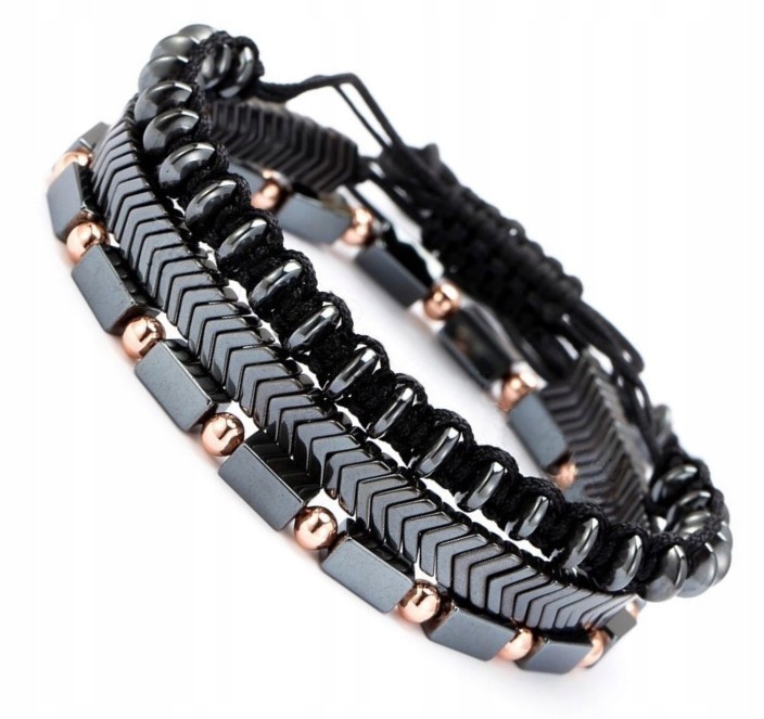 ЧЕРНЫЙ МУЖСКОЙ БРАСЛЕТ НАБОР 3В1ГЕМАТИТ
