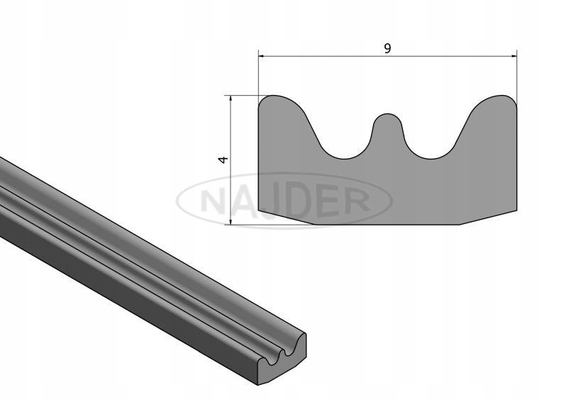 USZCZELKA DO OKIEN I DRZWI PROFIL E 9x4 1m BRĄZ Długość 100 cm