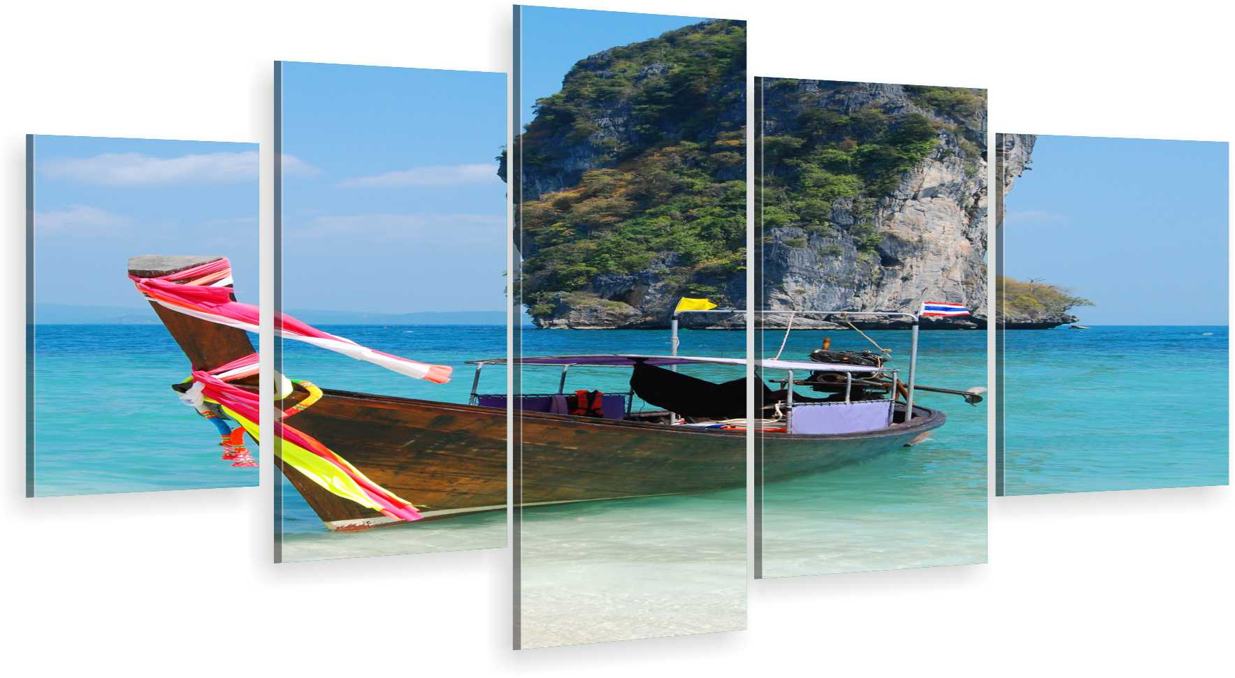 

Tryptyk 5-CZĘŚCI Na Ścianę Tajlandia Łódka 800 Wz