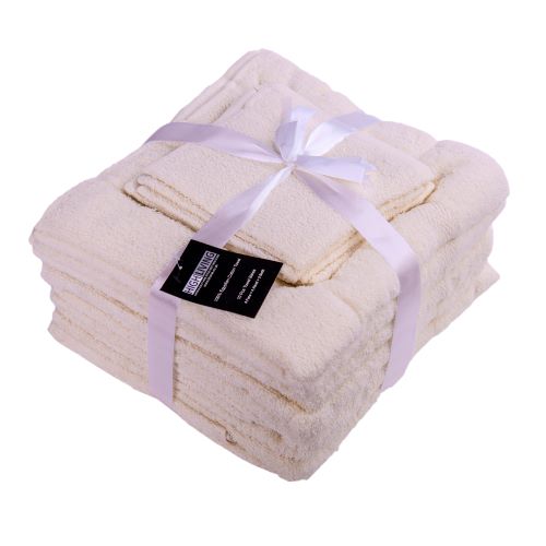 

Komplet 10 Ręczników 100% Egipska Bawełna Kremowy