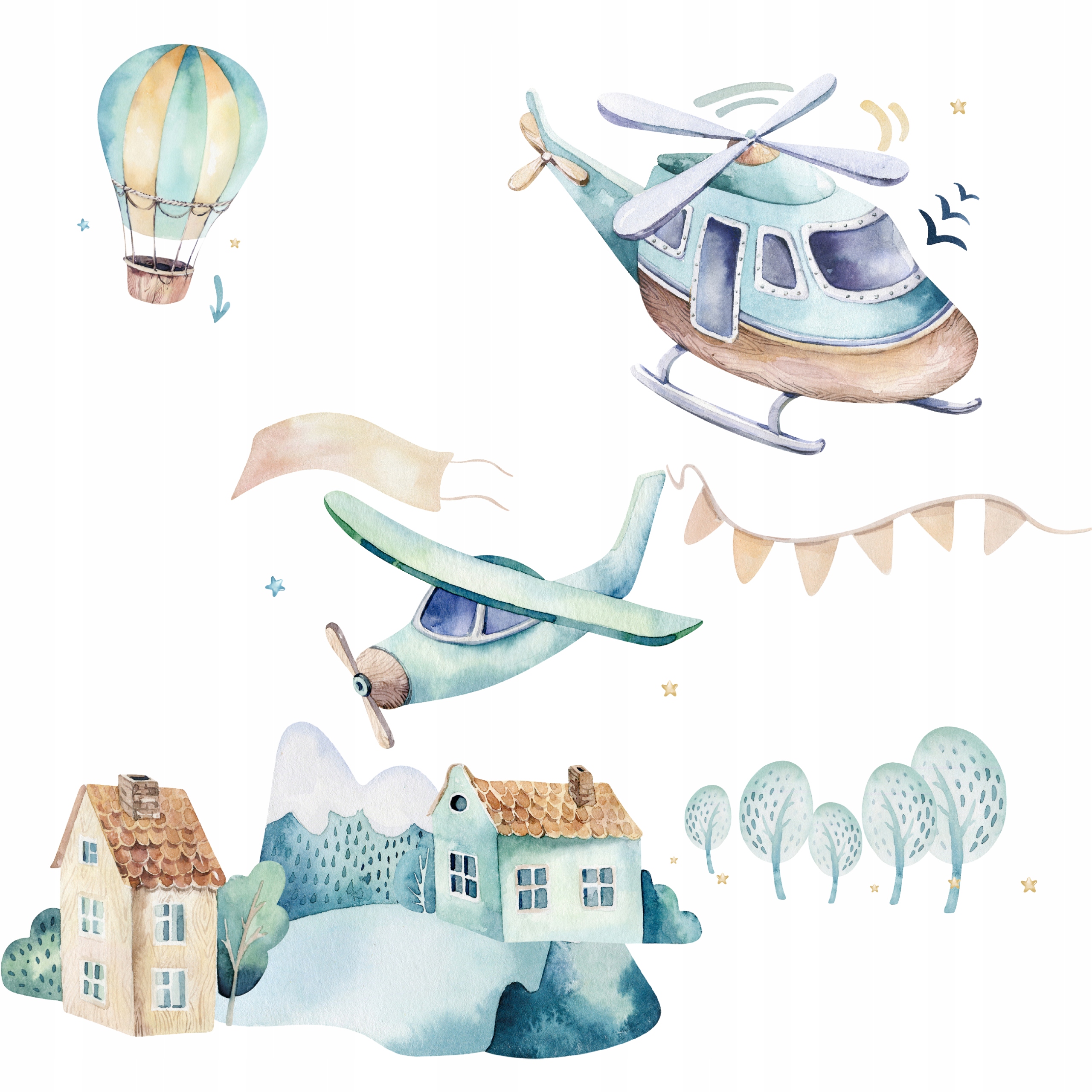 naklejki dla dzieci na ścianę ścienne SAMOLOTY 240