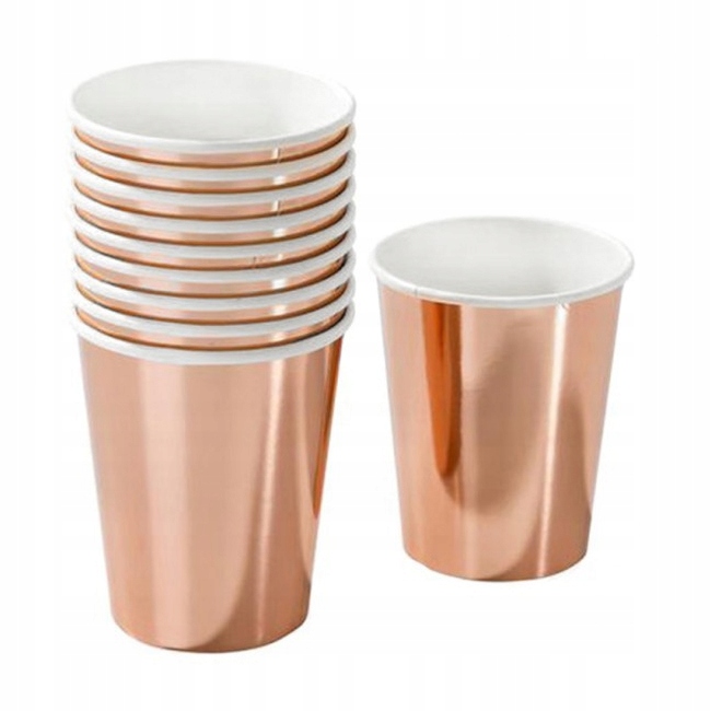 Zestaw ROSE GOLD Talerzyki Kubki i Słomki 12 osób Marka inny