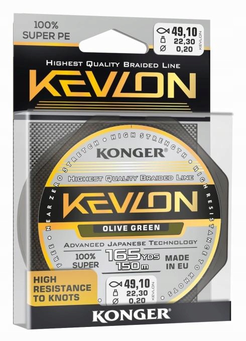 Plecionka Konger Kevlon X4 Olive Green 0,10mm 150m