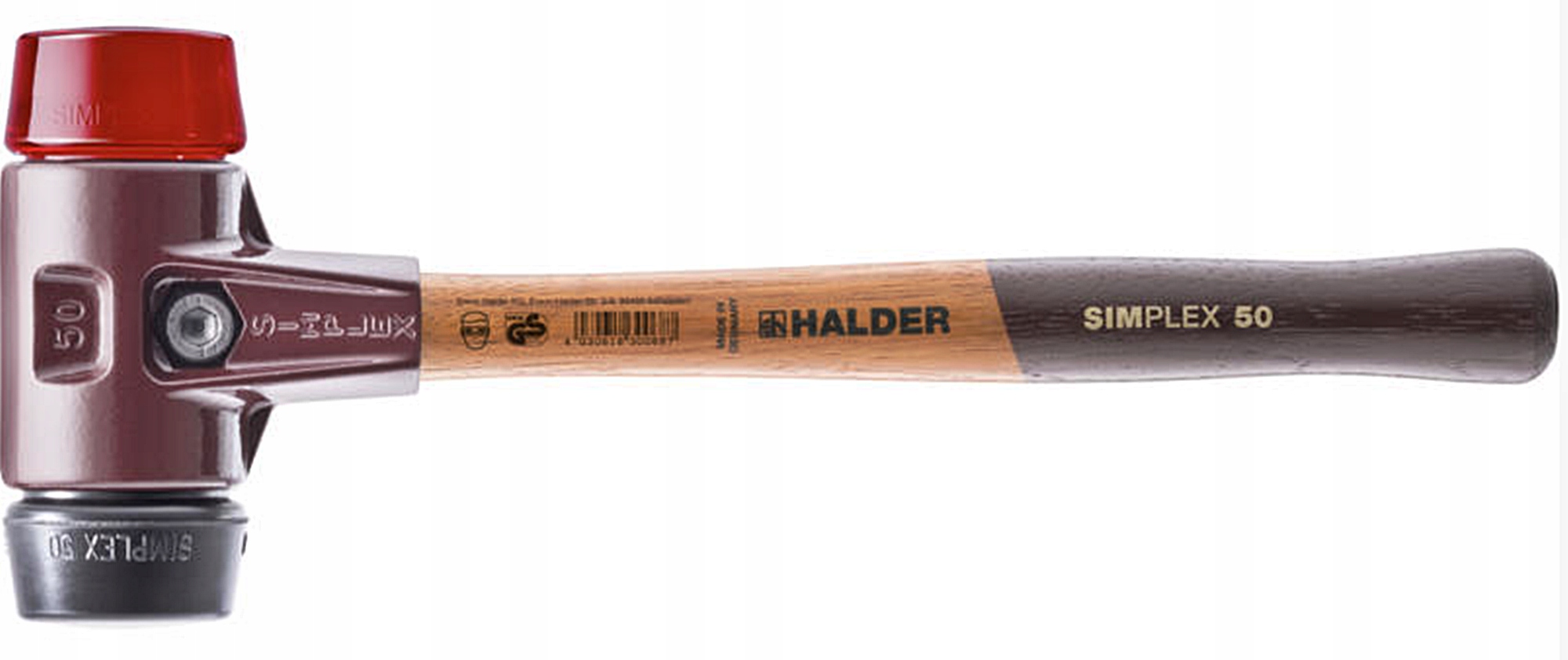 Montážní kladivo 50 Simplex Plastik Červené Guma 3026.050 Halder