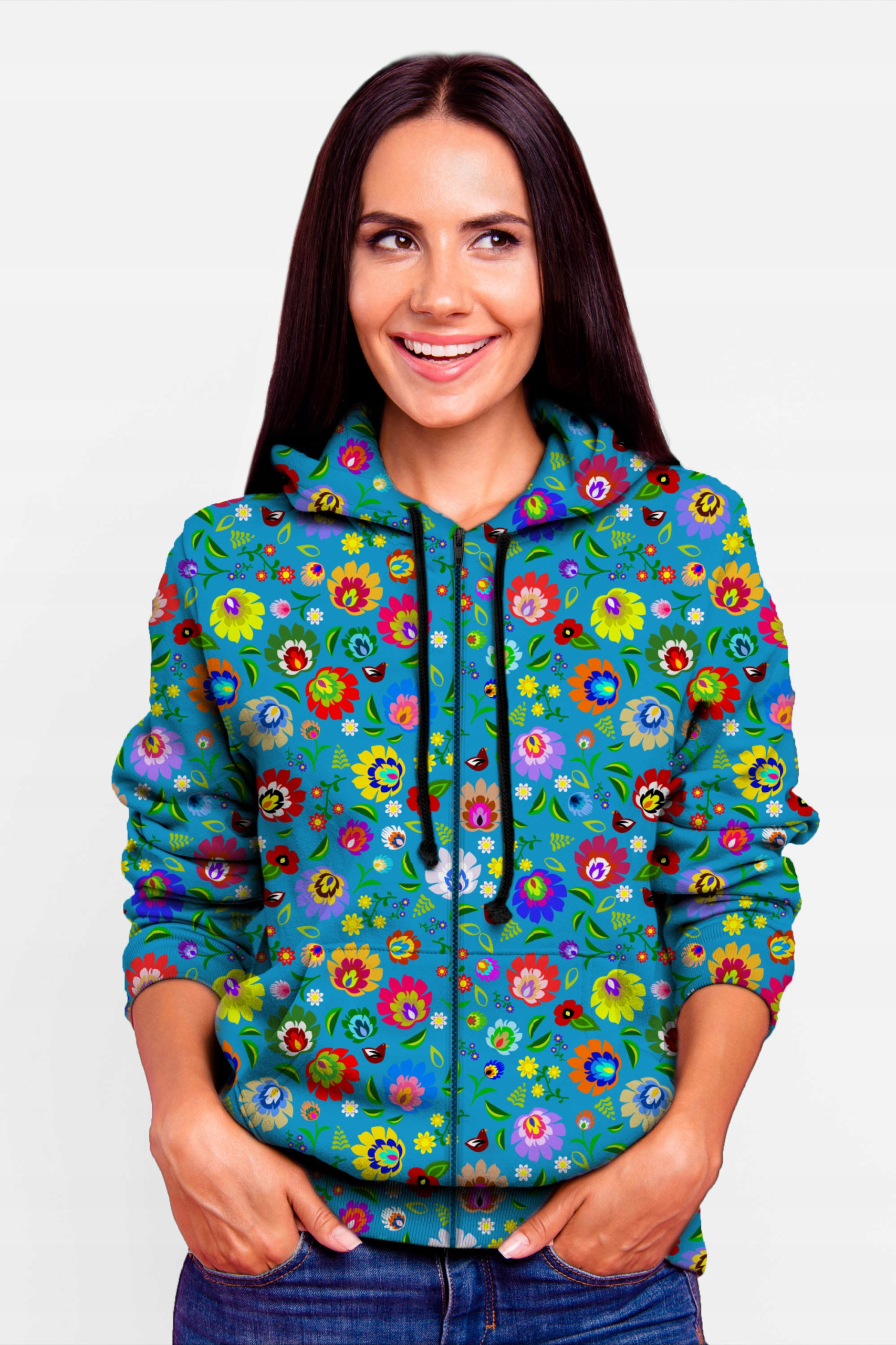 

Bluza Damska Zamek Print M Folklor Łowicki Stylowa