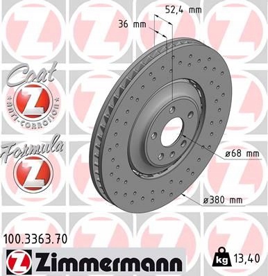 Tarcze ZIMMERMANN Wiercone AUDI A8 D4, SQ5 380mm Liczba tarcz w ofercie 1