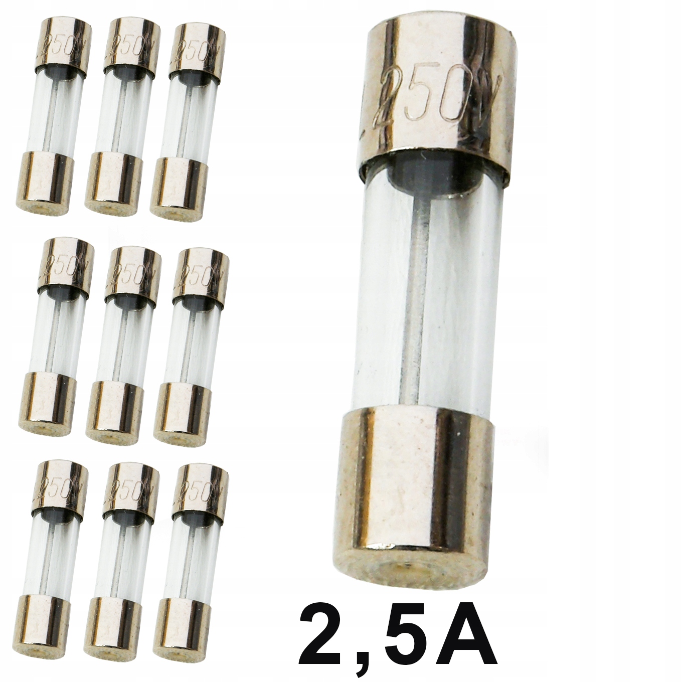 

Bezpiecznik szklany Tv Wta 2,5A 20mm 10szt led