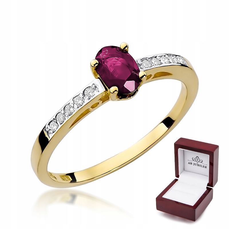 

Złoty Pierścionek Rubin Diamenty 585 na Prezent