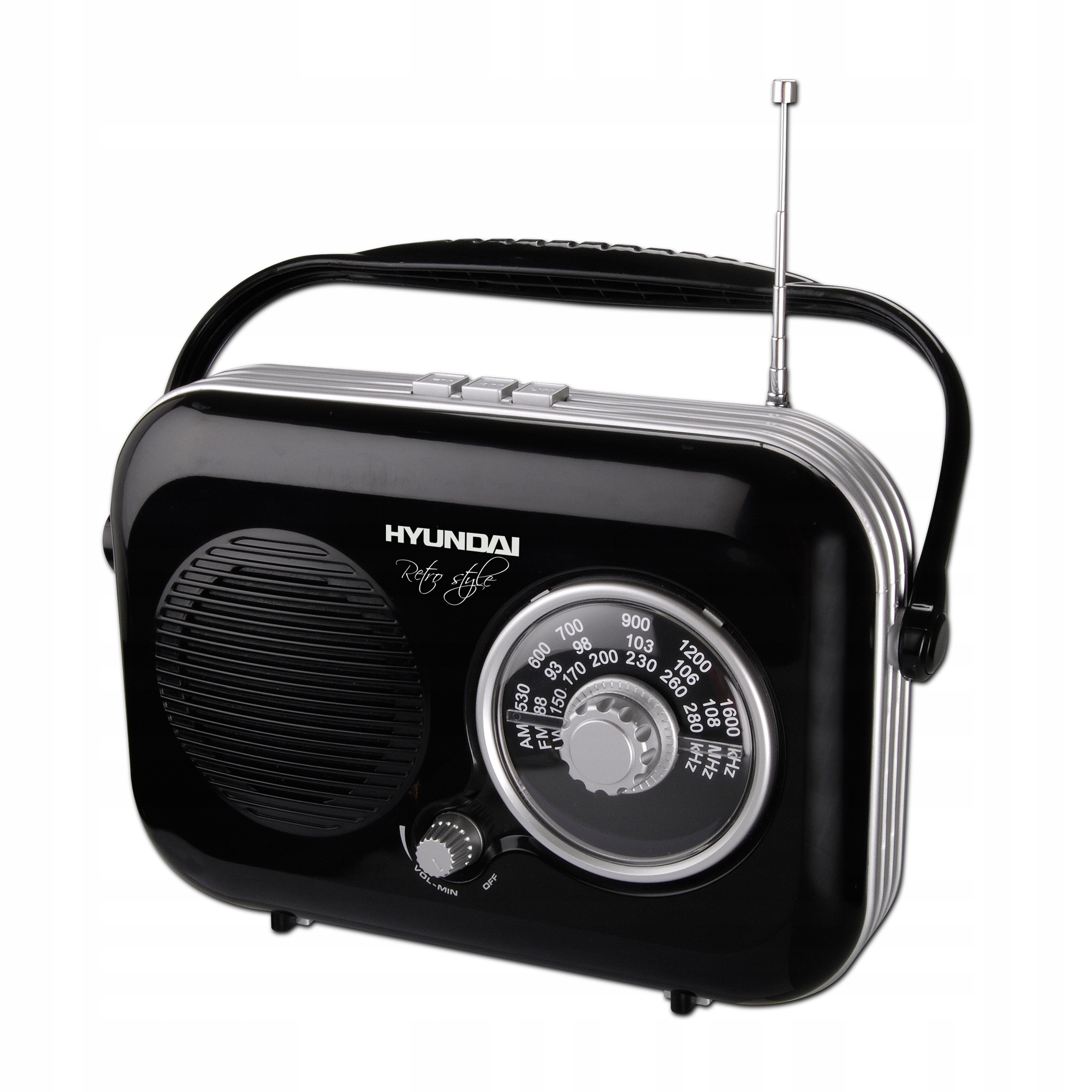 RADIO W STYLU RETRO ANTENA HYUNDAI 100 CZARNE