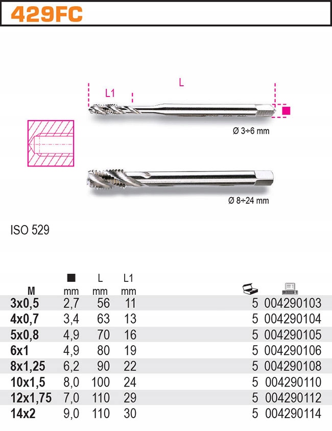 GWINTOWNIK MASZYNOWY HSS M4X0.7 BETA 429FC/4 Marka Beta