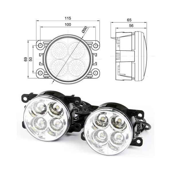 SWIATLA LED DO JAZDY DZIENNEJ OKRAGLE 90mm LEDOWE Part number LAQ010