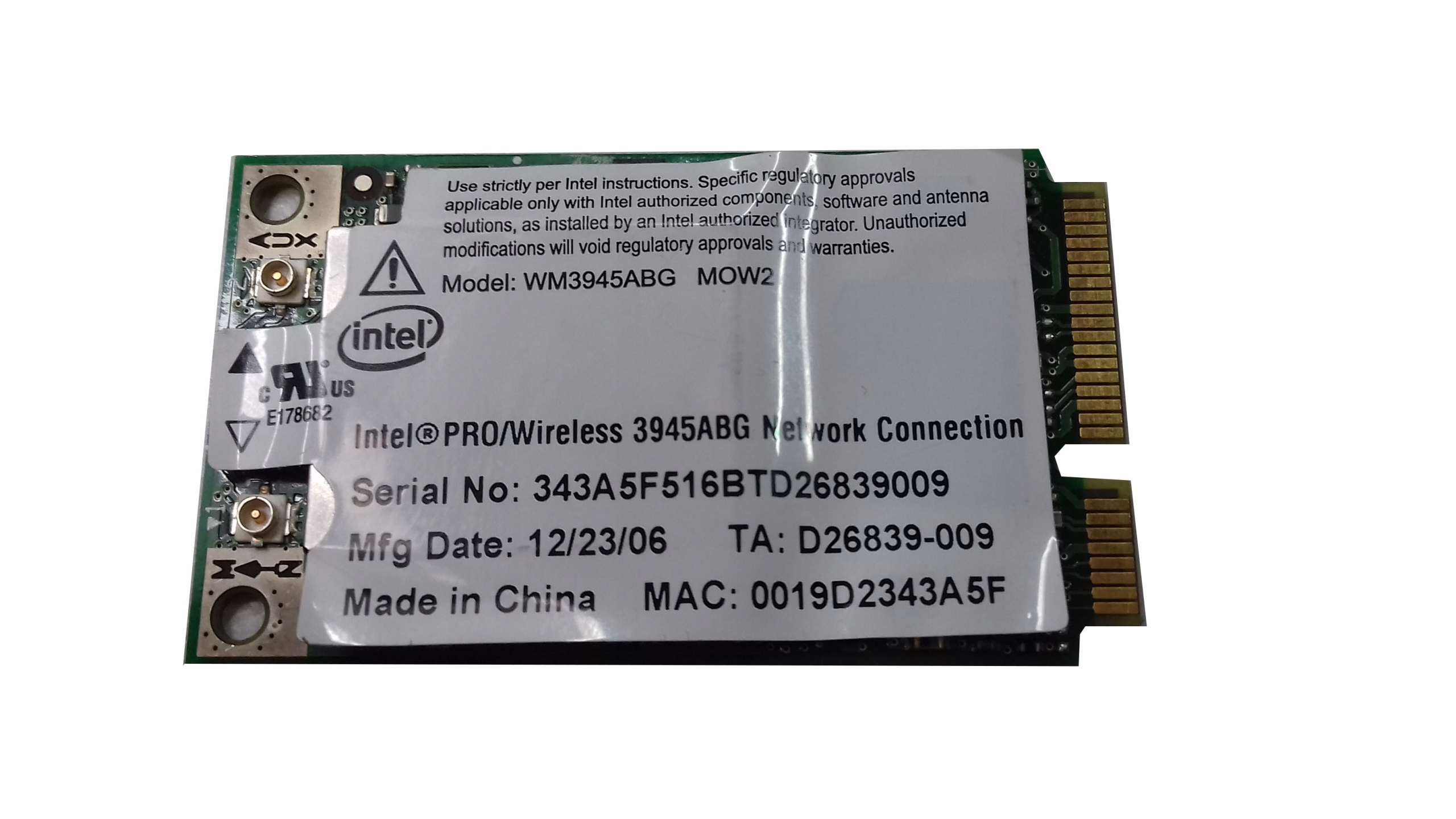 Karta WIFI INTEL WM3945ABG miniPCI-E 802.11a/b/g