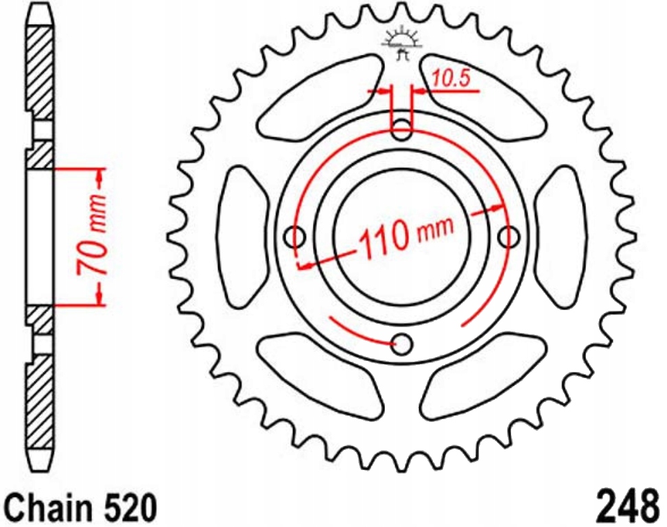 

Zębatka tylna Jt R248 44-45Z Honda Cb 250 Rs 80-81