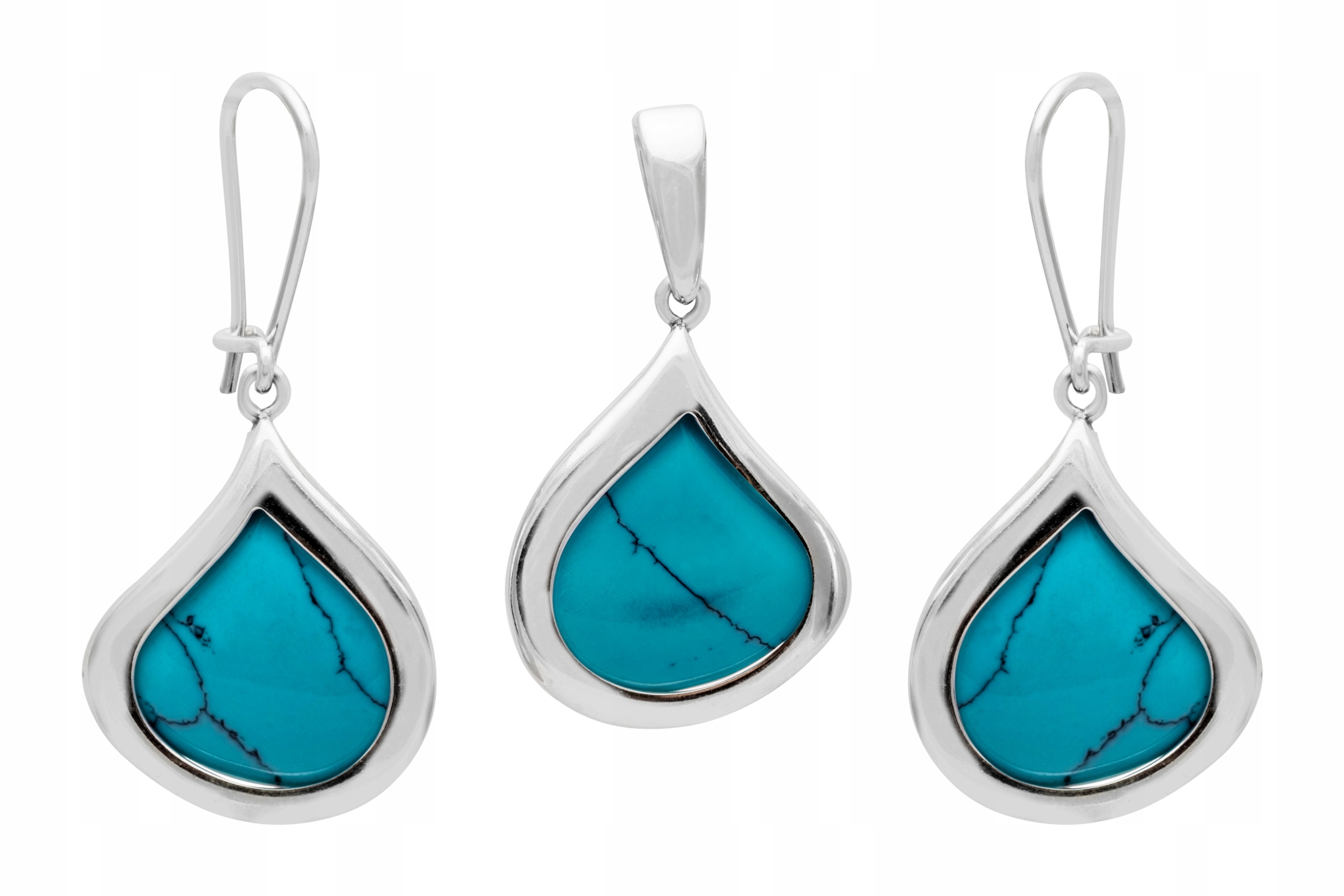 Stříbrný Komplet Náušnice Přívěsek Tyrkysový Dárek